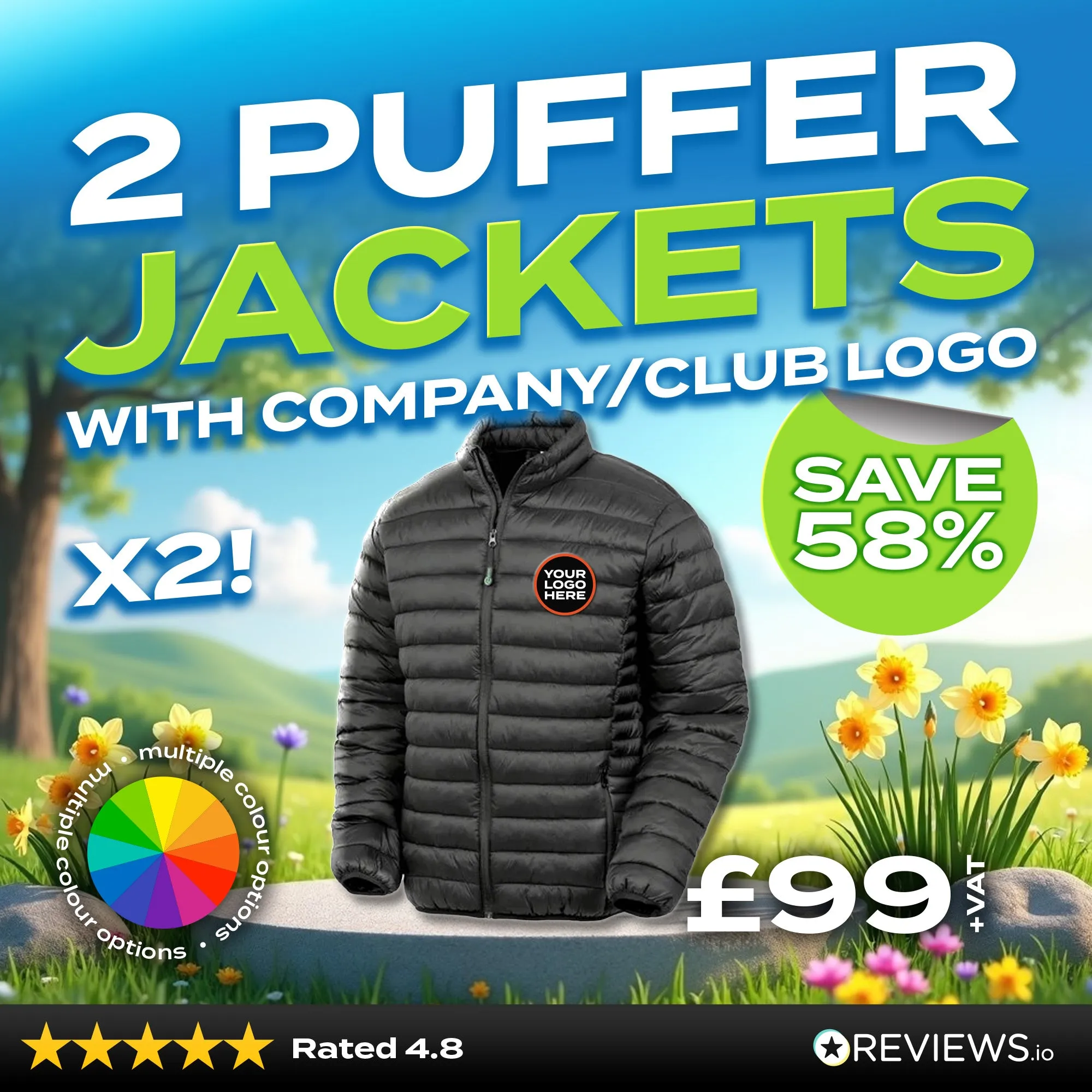 2x Embroidered Workwear Result Puffer Jackets Bundle