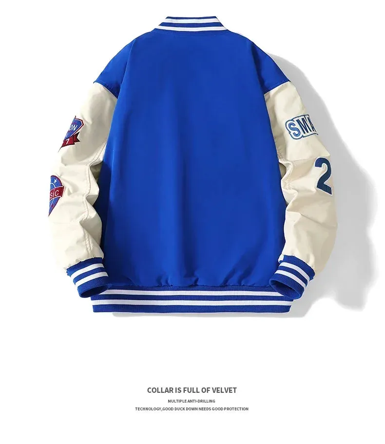Baseball Bomber Jacket Men Hip Hop Bone Letter Patchwork Leather Jackets Streetwear Unisex College Coats