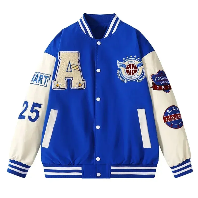 Baseball Bomber Jacket Men Hip Hop Bone Letter Patchwork Leather Jackets Streetwear Unisex College Coats