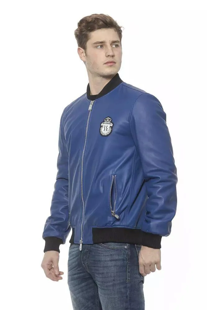 Billionaire Italian Couture Blue Leather Jacket