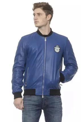 Billionaire Italian Couture Blue Leather Jacket