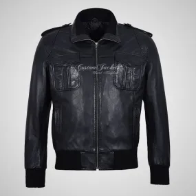 Carter Men's Leather Bomber Jacket Soft Lambskin Napa Jacket