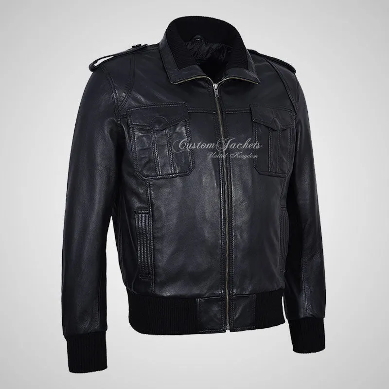 Carter Men's Leather Bomber Jacket Soft Lambskin Napa Jacket