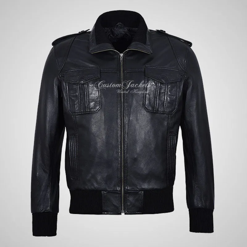 Carter Men's Leather Bomber Jacket Soft Lambskin Napa Jacket