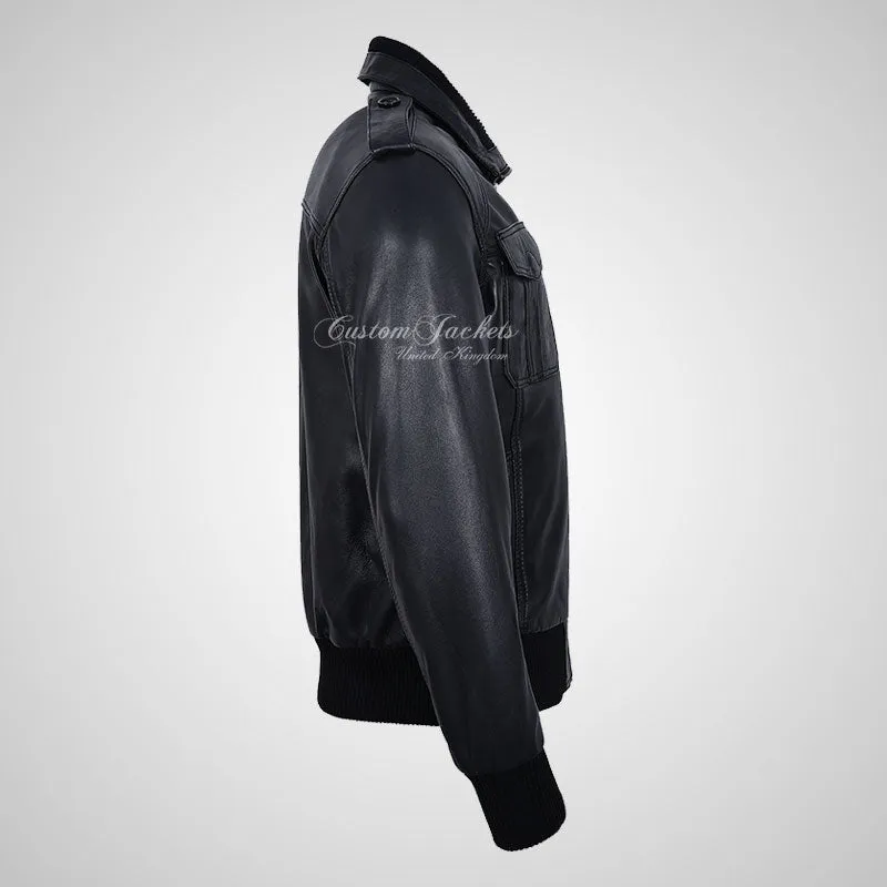 Carter Men's Leather Bomber Jacket Soft Lambskin Napa Jacket