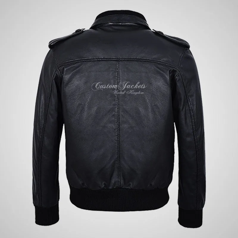Carter Men's Leather Bomber Jacket Soft Lambskin Napa Jacket