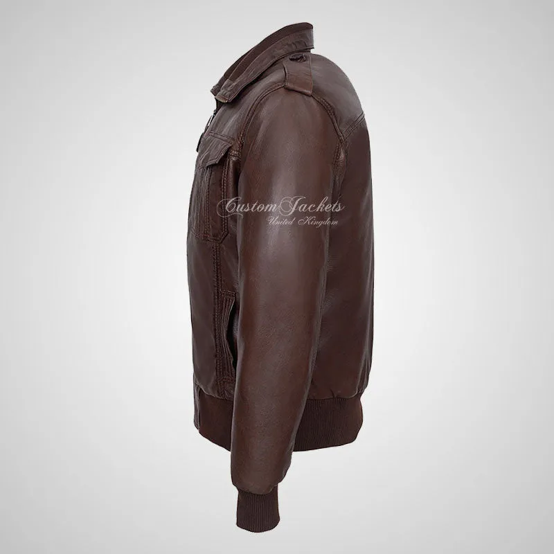 Carter Men's Leather Bomber Jacket Soft Lambskin Napa Jacket