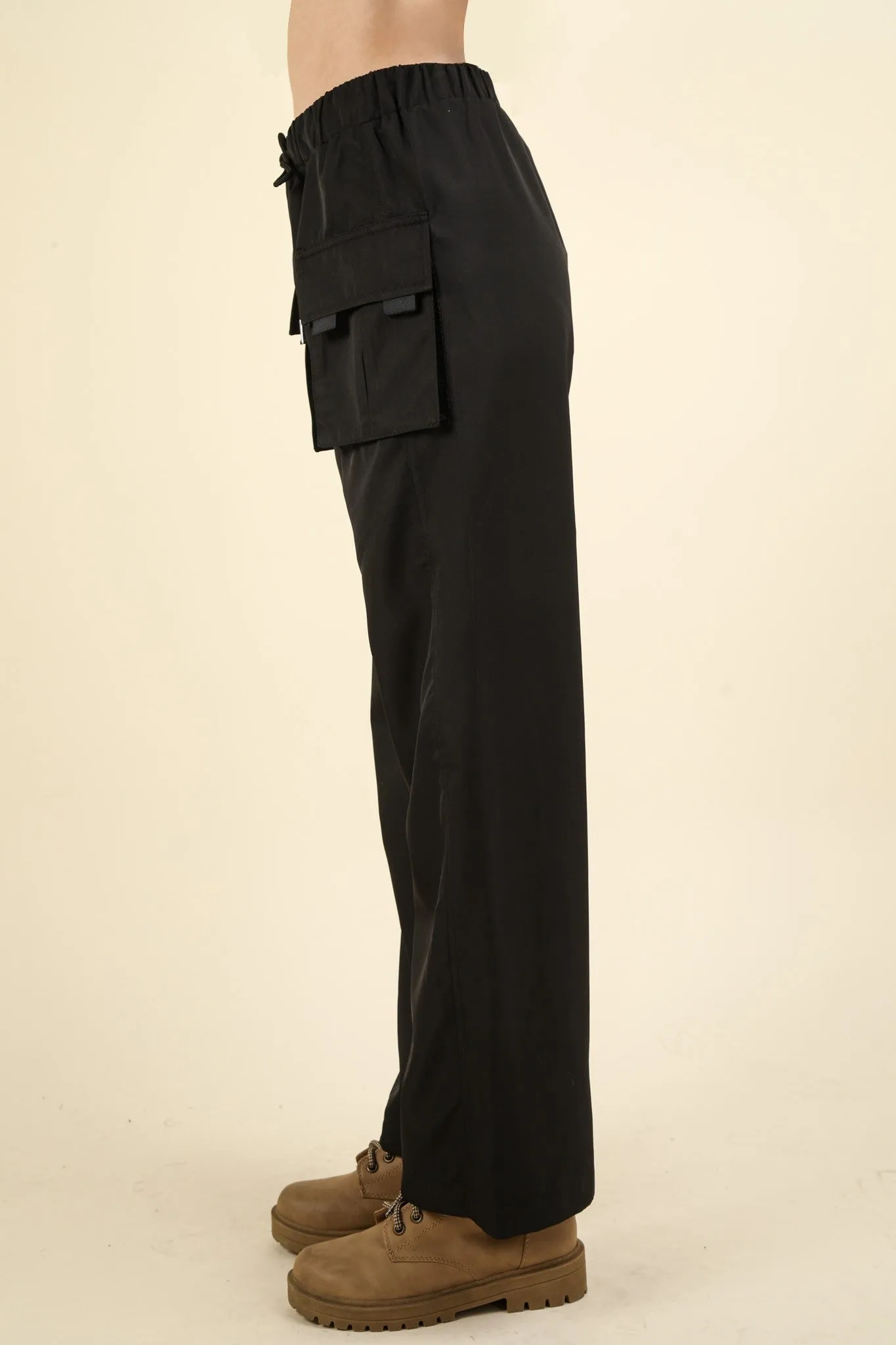 DARCY CASUAL CARGO PANTS - BLACK