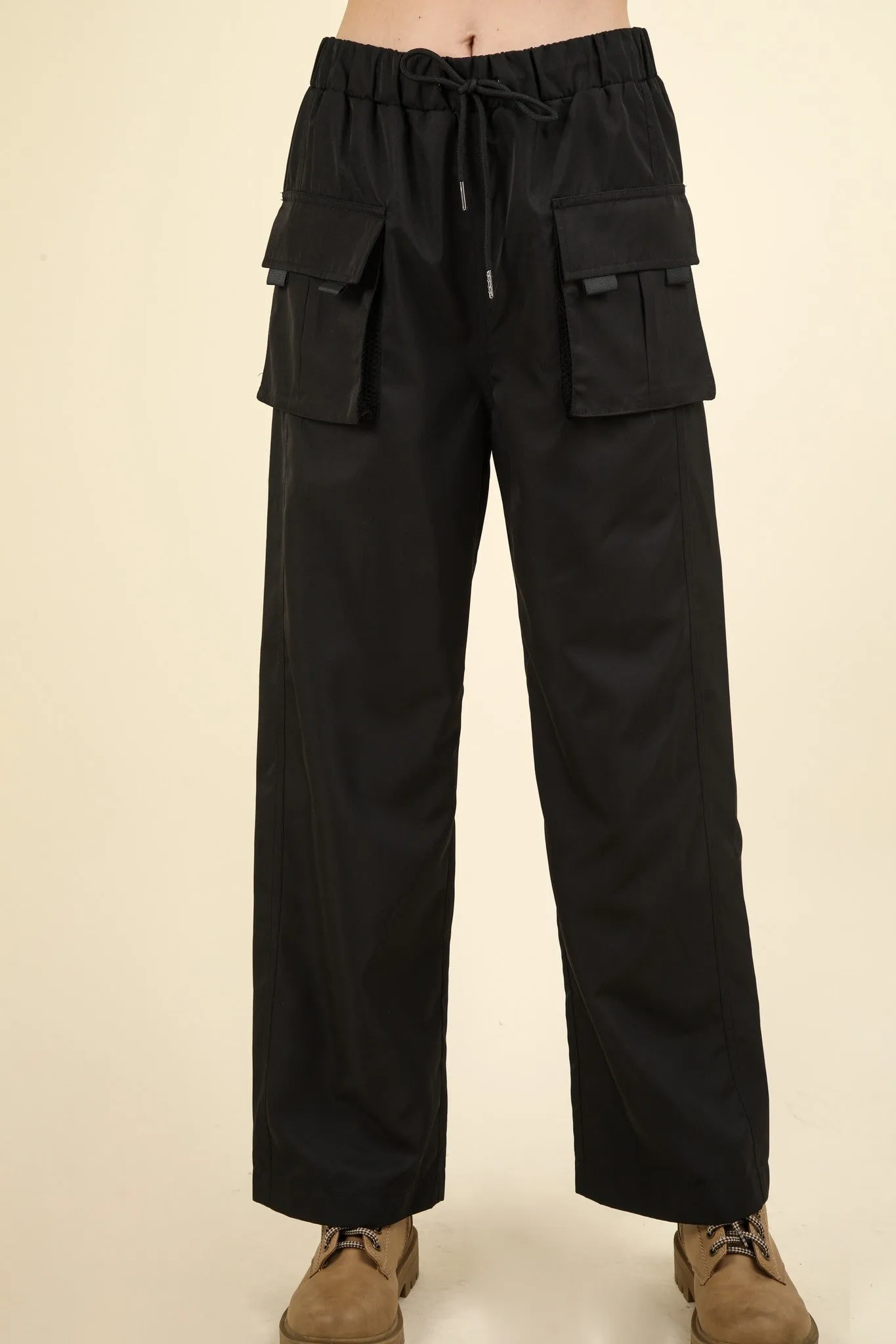 DARCY CASUAL CARGO PANTS - BLACK