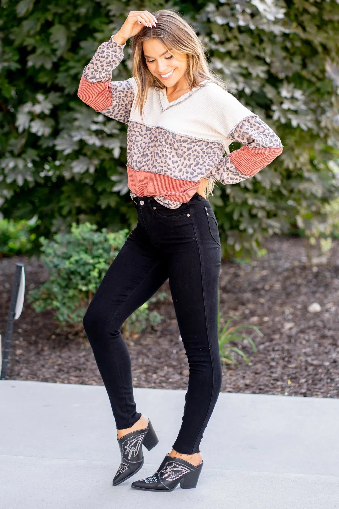 High Waist Tummy Control Shield Pockets Skinny - Black