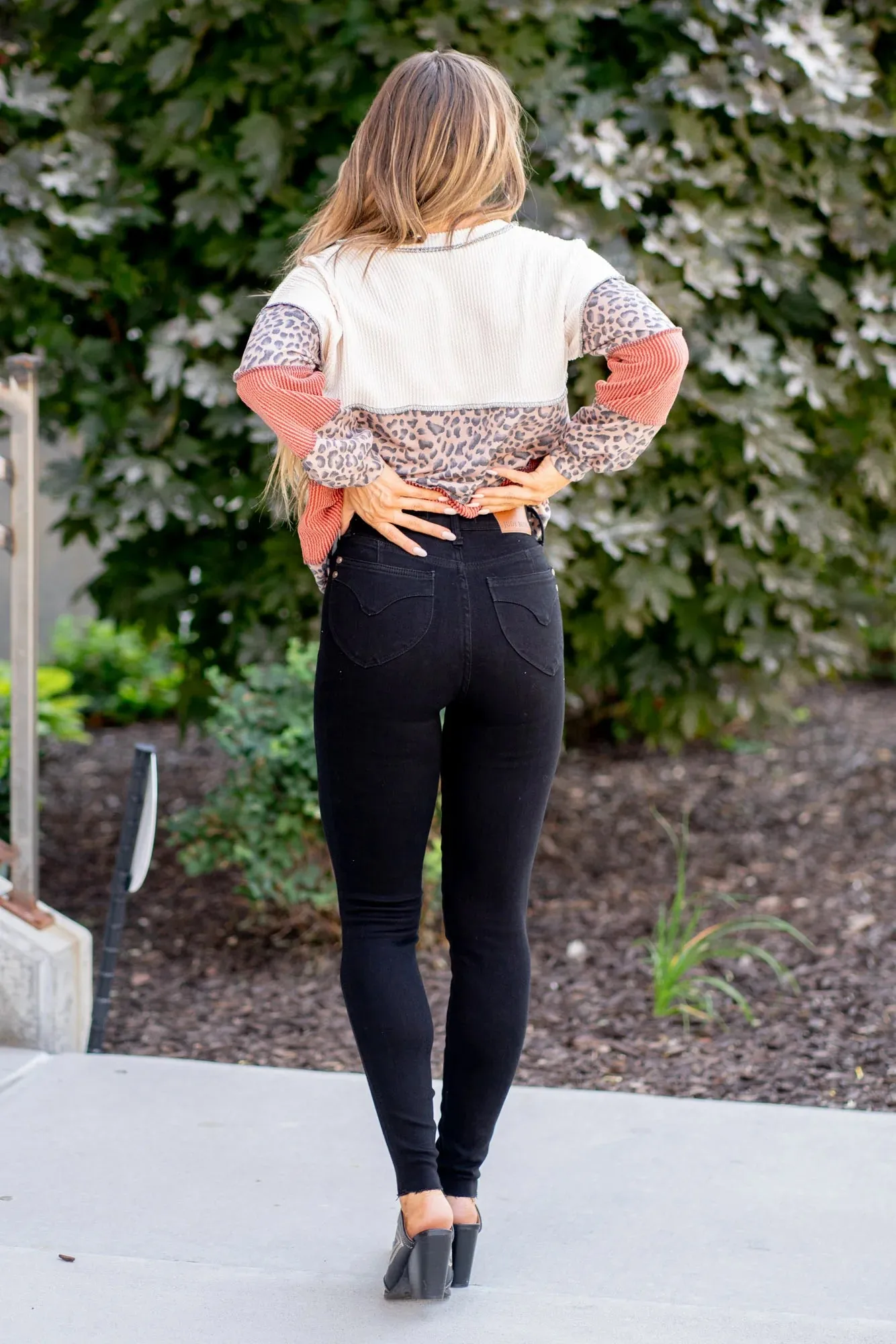 High Waist Tummy Control Shield Pockets Skinny - Black