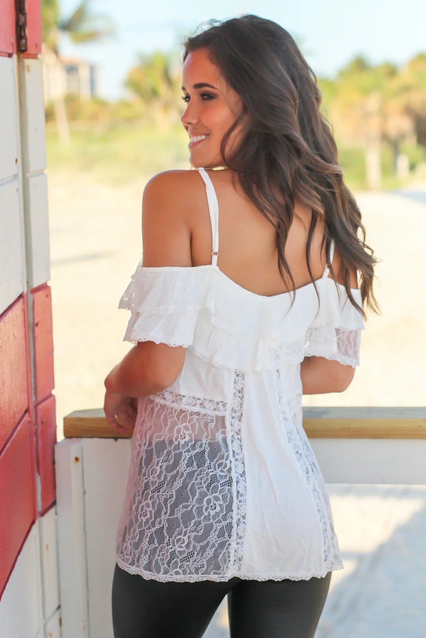 Ivory Lace Off Shoulder Top